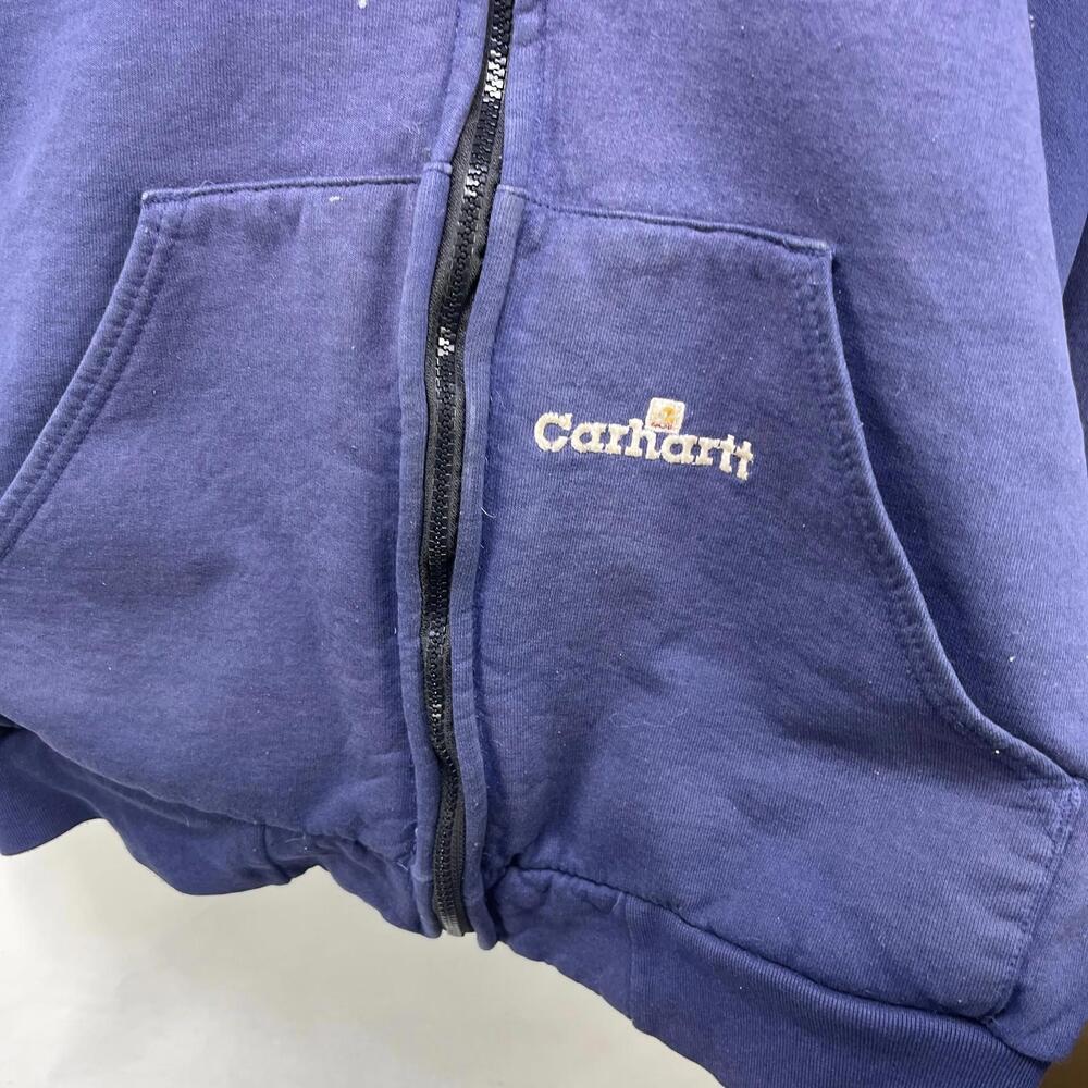 Vintage 90s Carhartt Sun Faded Zip Up Hoodie Large Thermal - Picture 2 of 11